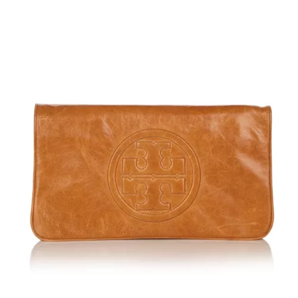 Tory Burch Caramel Leather Clutch